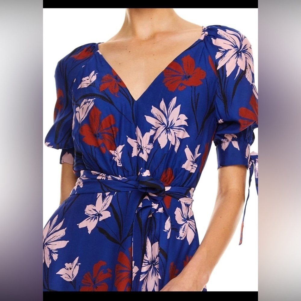 TALULAH Vibrant Blue and Red Floral Mini Dress - Picture 7 of 15